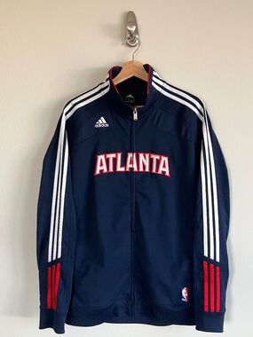Adidas Atlanta Hawks Three Stripe Blue and Red Jacket Size Large